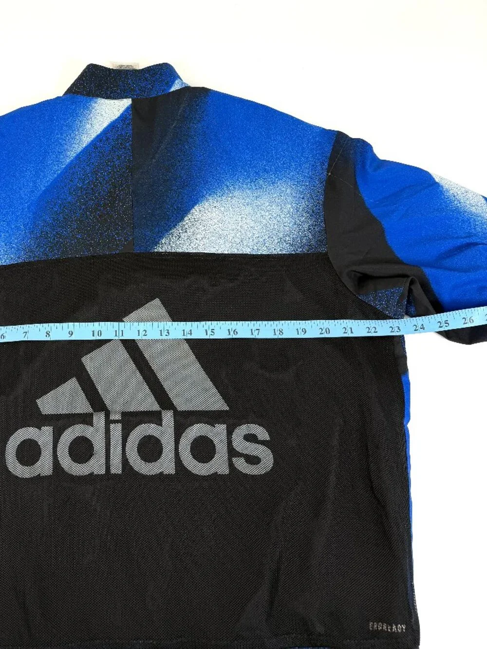 adidas Men’s M Blue Black Abstract Print Full Zip Track Jacket Logo